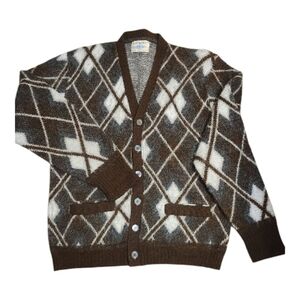 Vintage Arrow Brown and White Argyle Park Cardigan